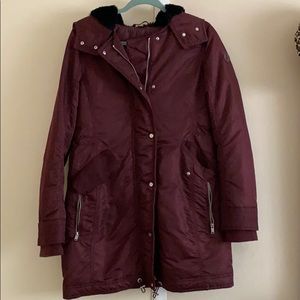 Burgundy rain jacket
